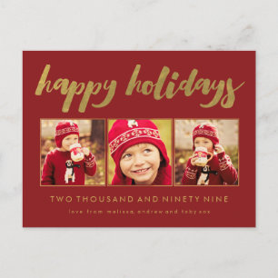 Red Gold Happy Holidays Xmas Photo Frame Postcard