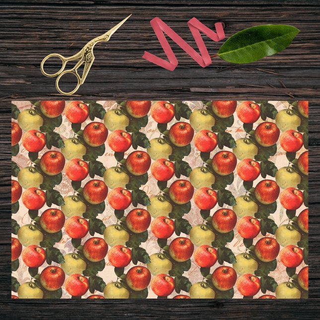 Red Gold Harvest Apple Pattern -Teacher Gift Idea Tissue Paper (Creator Uploaded)