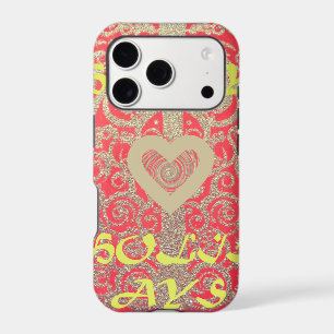 Red & Gold Heart Glitter: Luxurious Happy Christma