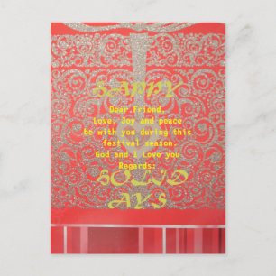 Red & Gold Heart Glitter: Luxurious Happy Christma Holiday Postcard