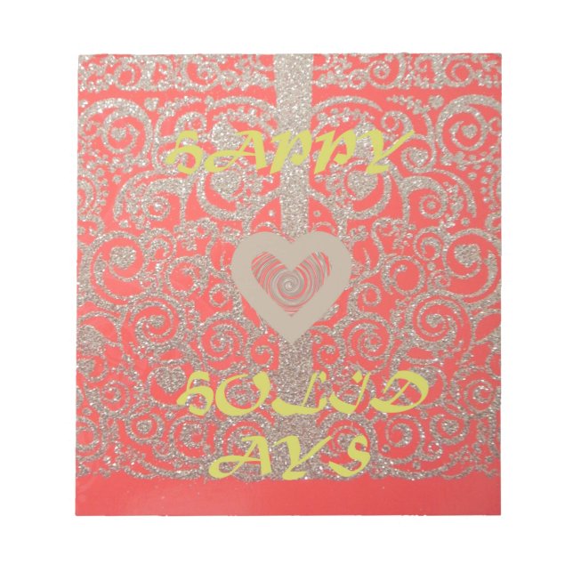 Red & Gold Heart Glitter: Luxurious Happy Christma Notepad (Front)