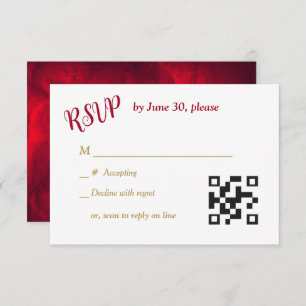 Red Gold Hearts Christian Cross Wedding RSVP