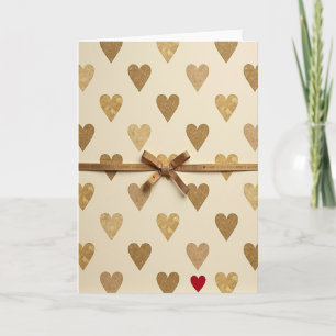 Red Gold Hearts Love Card