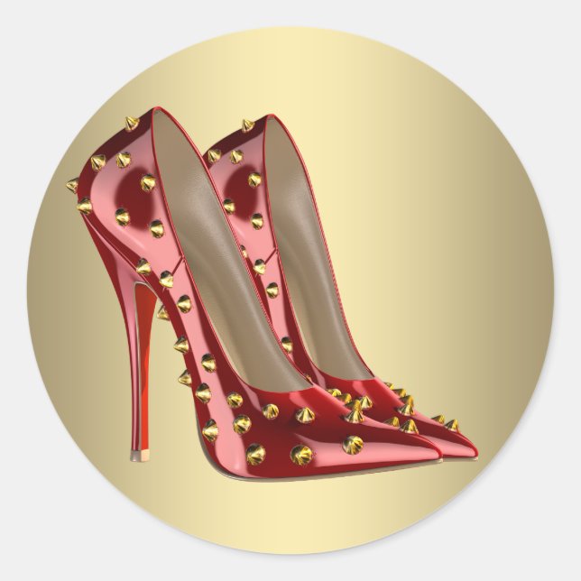 Red Gold High Heel Shoe Stickers (Front)