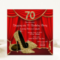 Red Gold High Heel Stepping into 70 Birthday Party