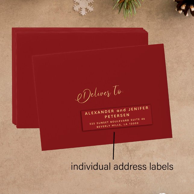 Red gold holiday mailing 24 address labels (Creator Uploaded)