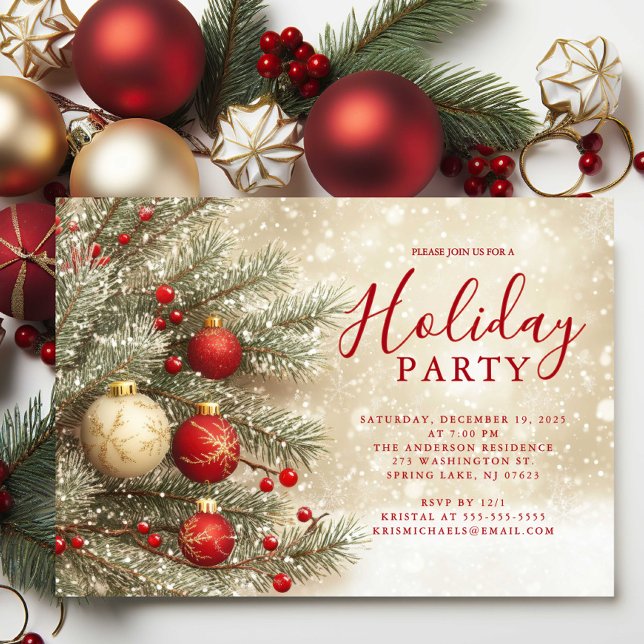 Red & Gold Holiday Party Invitation (Creator Uploaded)