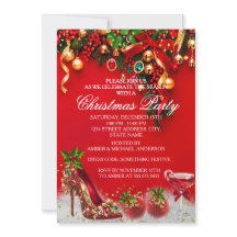 Red Gold Holly Bauble Christmas Holiday Party Shoe