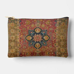 Red Gold Kashan Carpet Rug Persian Asian Accessory Pouch