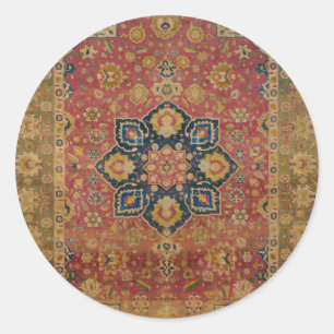 Red Gold Kashan Carpet Rug Persian Asian Classic Round Sticker