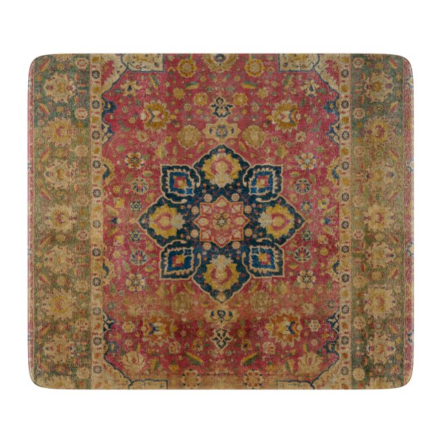 Red Gold Kashan Carpet Rug Persian Asian Cutting Board (Front)