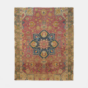 Red Gold Kashan Carpet Rug Persian Asian Fleece Blanket
