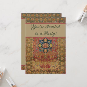Red Gold Kashan Carpet Rug Persian Asian Invitation
