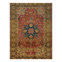 Red Gold Kashan Carpet Rug Persian Asian