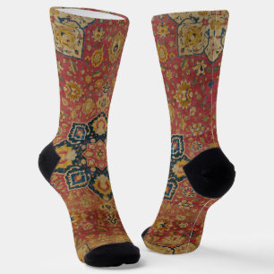 Red Gold Kashan Carpet Rug Persian Asian Socks
