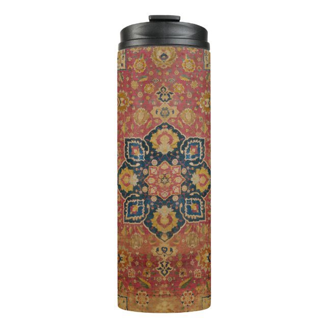 Red Gold Kashan Carpet Rug Persian Asian Thermal Tumbler (Front)