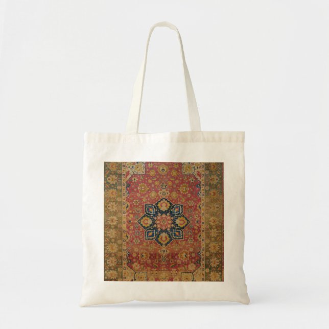 Red Gold Kashan Carpet Rug Persian Asian Tote Bag (Front)