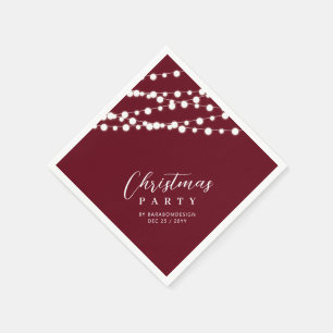 Red & Gold Lights Merry Christmas Holiday Party Napkin