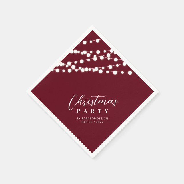 Red & Gold Lights Merry Christmas Holiday Party Napkin (Corner)