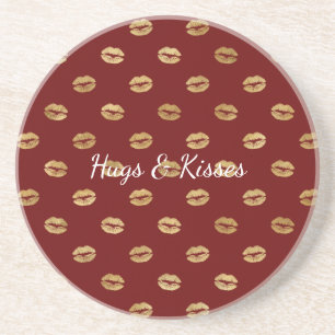 Red Gold Lips Coaster
