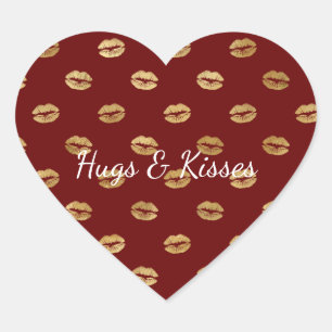 Red Gold Lips     Heart Sticker