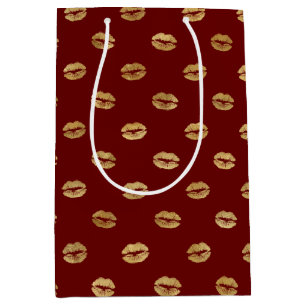 Red Gold Lips Medium Gift Bag