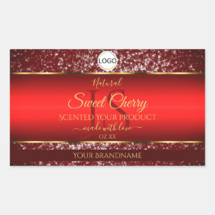 Red Gold Logo Initials Glitter Stars Product Label