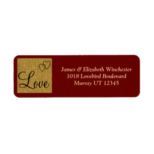 Red & Gold Love Address Labels