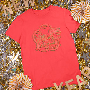 Red Gold Lunar New Year Dragon Chinese Zodiac T-Shirt