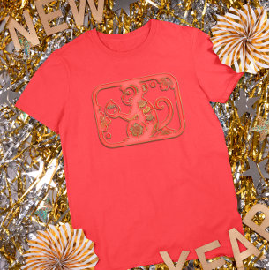 Red Gold Lunar New Year Monkey Chinese Zodiac T-Shirt
