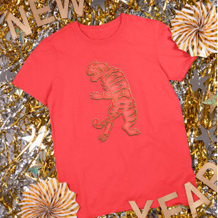 Red Gold Lunar New Year Tiger Chinese Zodiac T-Shirt