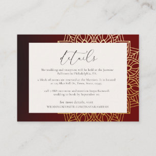 Red Gold Mandala Indian Wedding Enclosure Card