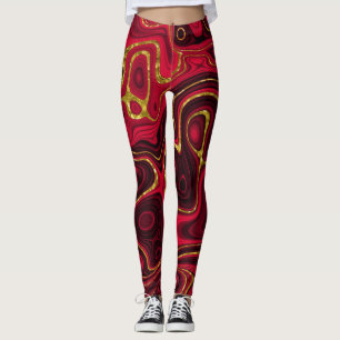 red gold marble leggings