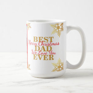 Red Gold Merry Christmas Best Dad Ever Photo Coffee Mug