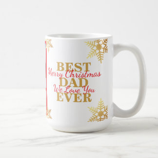 Red Gold Merry Christmas Best Dad Ever Photo Coffee Mug