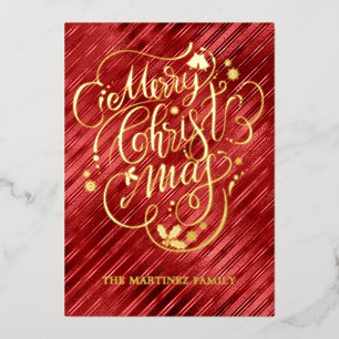 Red Gold Merry Christmas  Foil Holiday Card