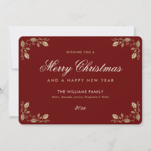 Red Gold Merry Christmas Happy New Year Card
