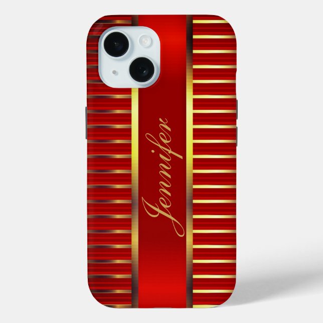 Red & Gold Metallic Stripes  Case-Mate iPhone Case (Back)