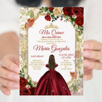 Red & Gold Mexican Mis Quince XV Anos Butterfly
