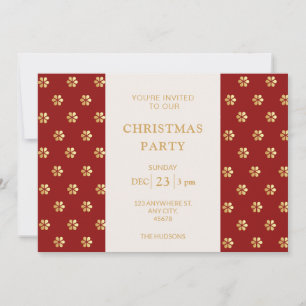 Red & Gold Modern Daisy Christmas Party Holiday Card