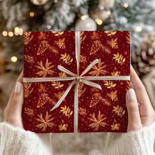 Red Gold Moody Festive Christmas Gift Wrapping Paper