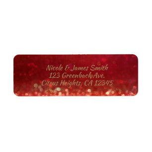 Red & Gold Moroccan Arabian Nights Wedding Return Address Label