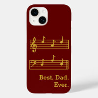RED GOLD MUSIC NOTES BEST DAD EVER TREBLE BASS