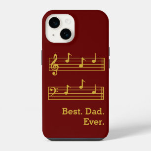 RED GOLD MUSIC NOTES BEST DAD EVER TREBLE BASS iPhone 14 CASE
