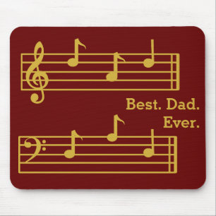 RED GOLD MUSIC NOTES BEST DAD EVER TREBLE BASS MOUSE PAD