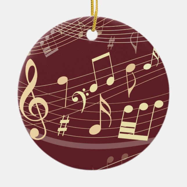 Red Gold Musical Christmas Ornament Personalised (Front)