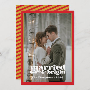 Red & Gold Newlyweds Christmas Holiday Card