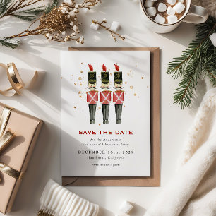 Red & Gold Nutcracker Christmas Save the Date Holiday Postcard