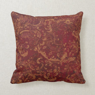 Red & Gold old Damask look Cushion