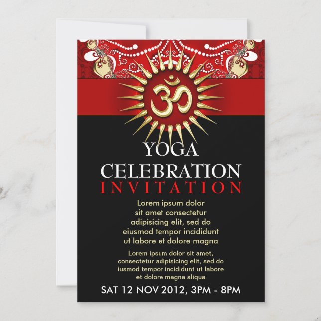 Red Gold OM Black Yoga New Age Workshop Invite (Front)